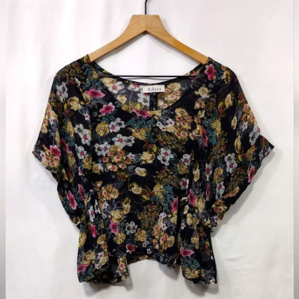 Adara Floral Top Women's M Artsy Cottagecore Peasant Retro 90s Y2K Beach